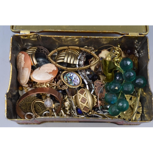 460 - Vintage Tin of Mixed Jewellery