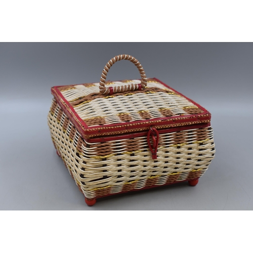 471 - Ann Connolly Wicker Bi-Coloured Needlework Box to Include Pins, Needles, Various Cottons and Vintage... 