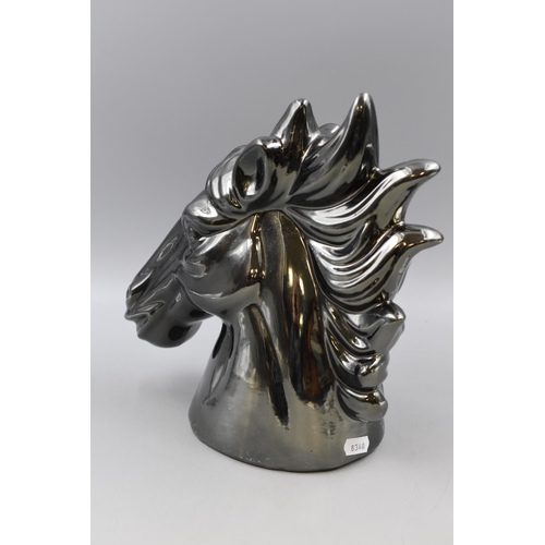 314 - Large Decorative Ceramic Metallic Effect Horse Head Statue 11