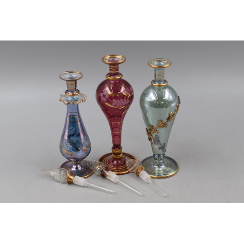 317 - Three Turkish Style Mouthblown perfume Bottles