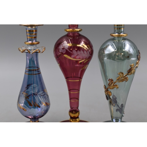 317 - Three Turkish Style Mouthblown perfume Bottles