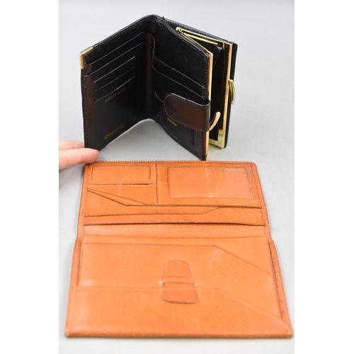 488 - Four Vintage Leather Wallets, With A Leather Wallet Containing a Selection of cigarette Cards.