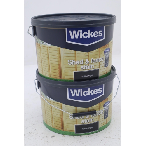 657 - Two 9ltr Tubs of Wickes Arabian Nights Shed and Fence Stain seem to be unused