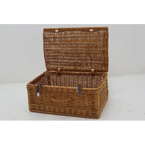 675 - Fortnum and Mason Rattan Basket with Leather Fasteners (52cm x 34cm x 22cm)