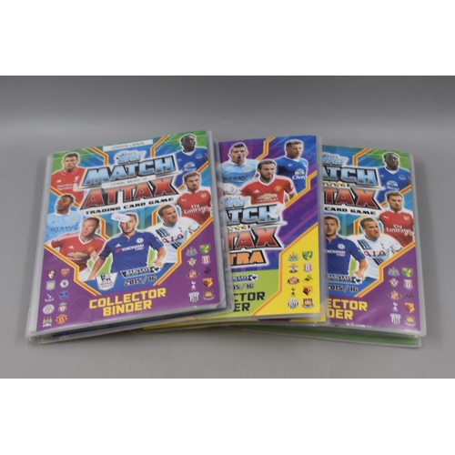 530 - Three Match Attax Binders, Containing A Large Selection of Match Attax Cards From The 2015-16 Season... 