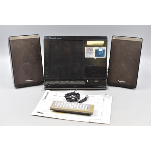 547 - Panasonic CD Stereo System with Speakers, Remote Control and Ppaerwork