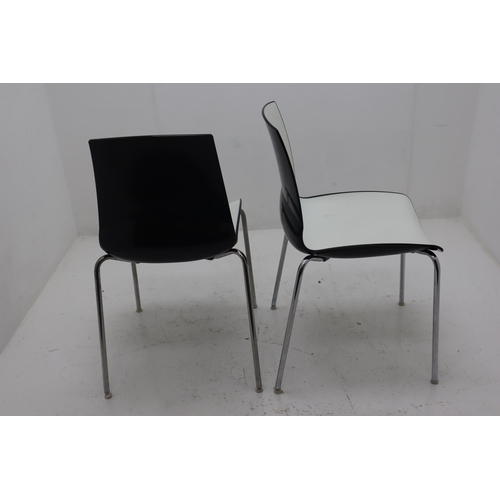 609 - Three Hermann Miller White and Black Retro Style Chairs, Approx 34