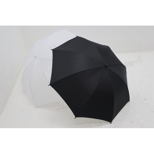 588 - Two new Photographic Umbrellas with tripods in case