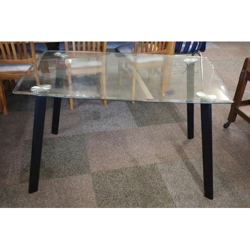 622 - Modern Beveled Edged Glass Table approx 47