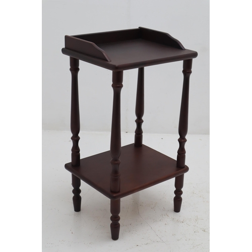 629 - Two Matching Dark Wood Side Tables with Under Shelf Storage Both nice and Sturdy approx 25