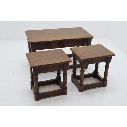 624 - Mid Century Rustic Old Charm nest of Three Tables by The Croydon Range Webber Furniture Company 27