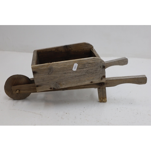 635 - Two Rustic Wooden Wheelbarrow Planters (52cm x 24cm)