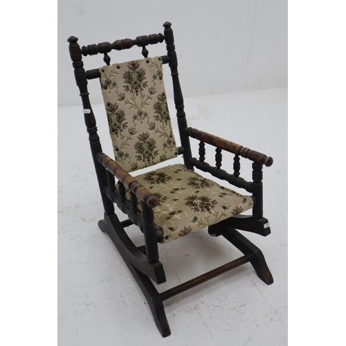 640 - A Child's American Rocking Chair With Velour Seat and Back, Approx 24