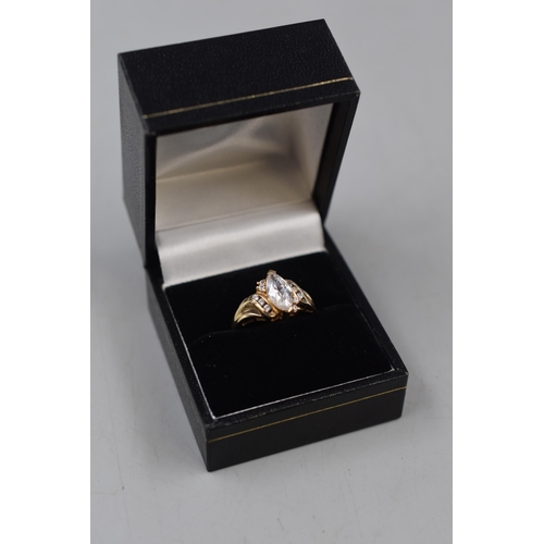 5 - Gold 10ct CZ Stoned Ring (Size N) Complete with Presentation Box
