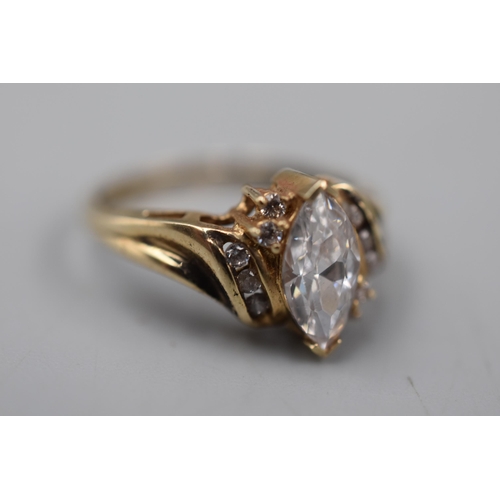 5 - Gold 10ct CZ Stoned Ring (Size N) Complete with Presentation Box