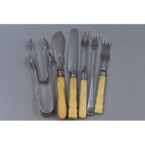 25 - Selection of Vintage Cutlery including Sugar Nips in Storage Case