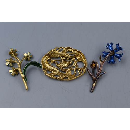 36 - Three MMA Metropolitan Museum Of Art Cinese and Floral Brooches