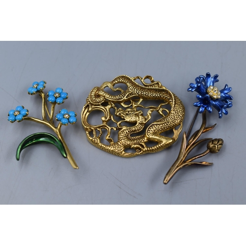 36 - Three MMA Metropolitan Museum Of Art Cinese and Floral Brooches