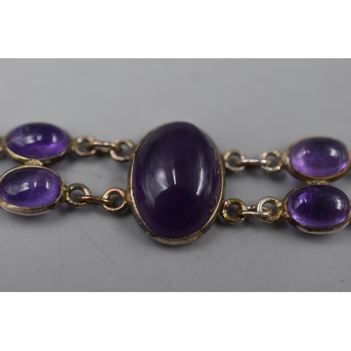 39 - Sterling Silver Purple Stoned Bracelet in Presentation Box