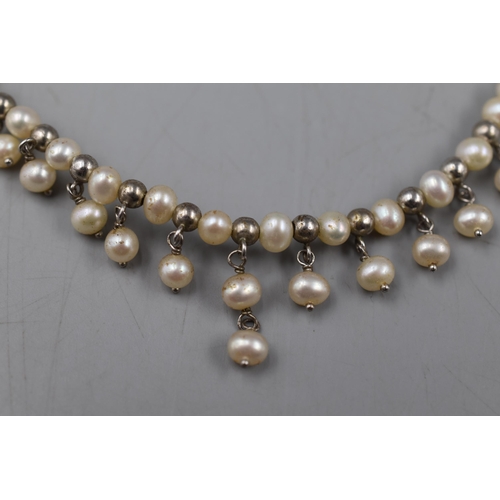 49 - Sterling Silver Pearl Necklace