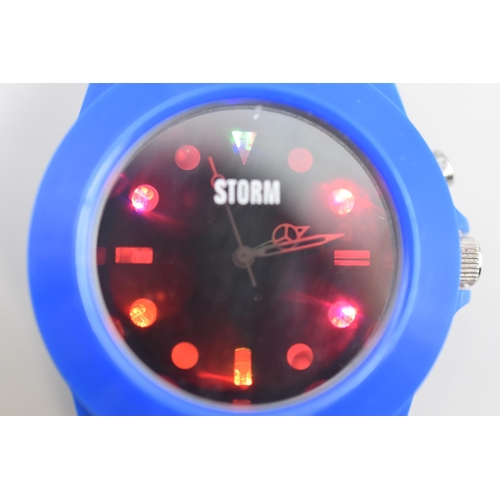 51 - A Storm Illuma Mens Watch In Blue. Working and Lights Up.
