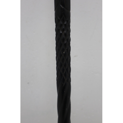 302 - Vintage Hand Carved Ebony Walking Stick with Dogs Head Handle (86cm)