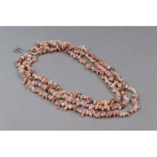 65 - Sterling Silver Pink Opal Necklace, New With Tag