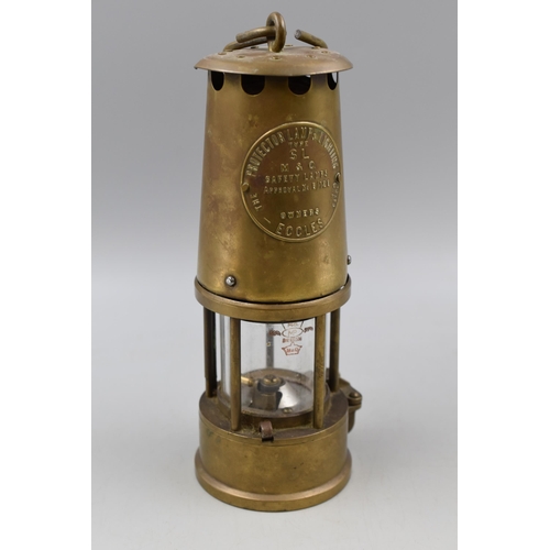 313 - A Vintage Brass 'The Protector Lamp & Lighting Co' Mining Lamp.