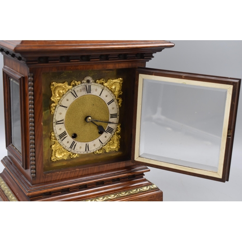 316 - LARGE Antique Oak Cased Brass Faced Mantle Clock with  Reinhold Schnekenburger Rsm Vienna Regulator ... 