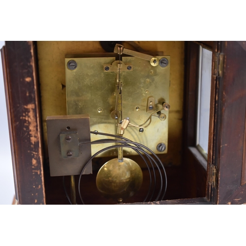 316 - LARGE Antique Oak Cased Brass Faced Mantle Clock with  Reinhold Schnekenburger Rsm Vienna Regulator ... 