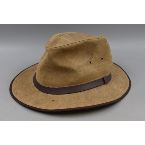 320 - Jaxon & James Nubuck Leather Nubuck Safari Fedora  XL- Chestnut in Colour with Tag