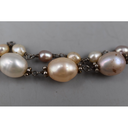 85 - Starling Silver Pearl Necklace In Box