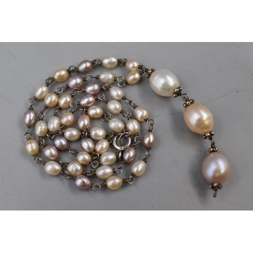 85 - Starling Silver Pearl Necklace In Box