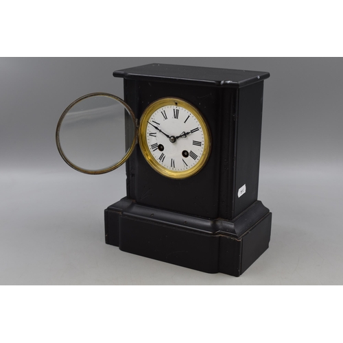 329 - Vintage Black Slate Chiming Mantle Clock approx. 10