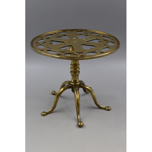 330 - Antique Brass Circular Trivet (27cm Dia)