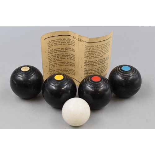 333 - Boxed Set of Vintage Banda Carpet Bowls , 4 Pairs With Jack