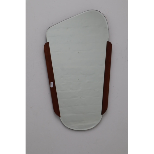 335 - A Retro 1960's Teak Framed Wall Mirror, Approx 23