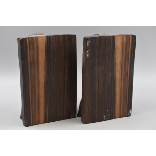 337 - Two Tribal Hand Carved Ebony Bookends (8