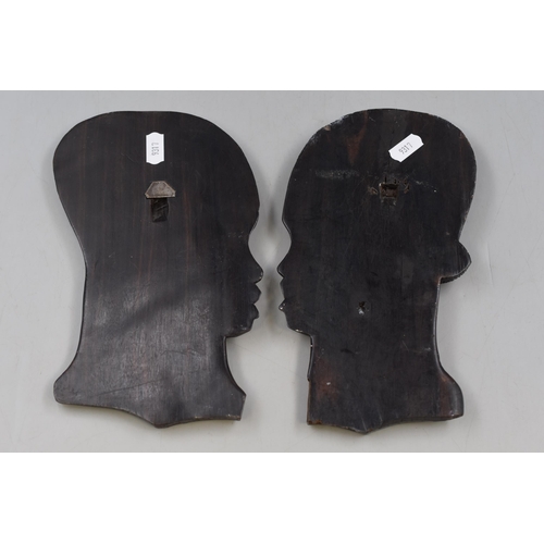 338 - Pair of African Tribal Ebony Wall Plaques (9