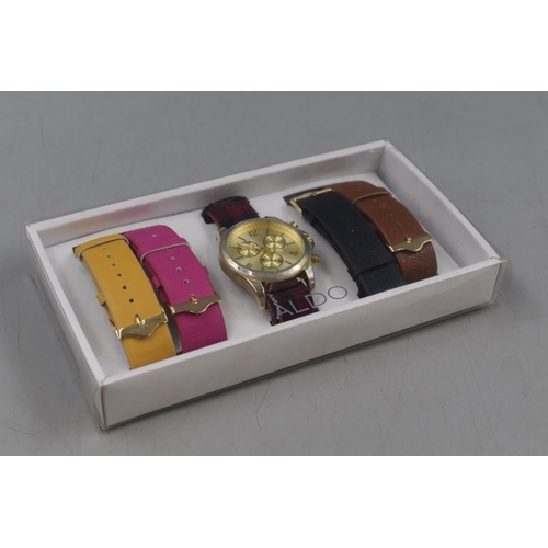 94 - Unisex Watch with Four Extra Straps Ticking Away Nicely
