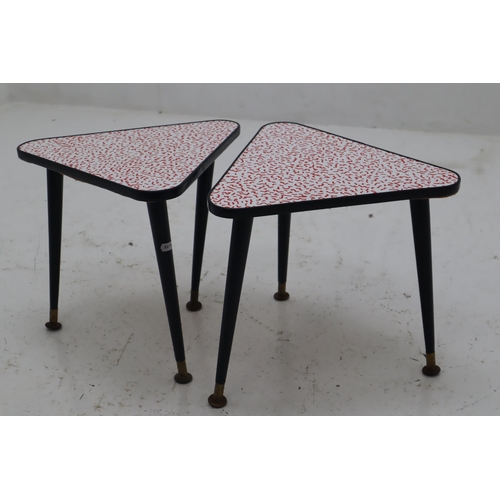 342 - Pair of Matching Vintage Triangular Formica Covered Coffee tables on in need of attention (loose leg... 