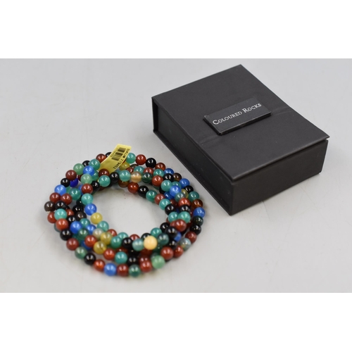 103 - Five Boxed New with Tag, Coloured Rock Bracelets