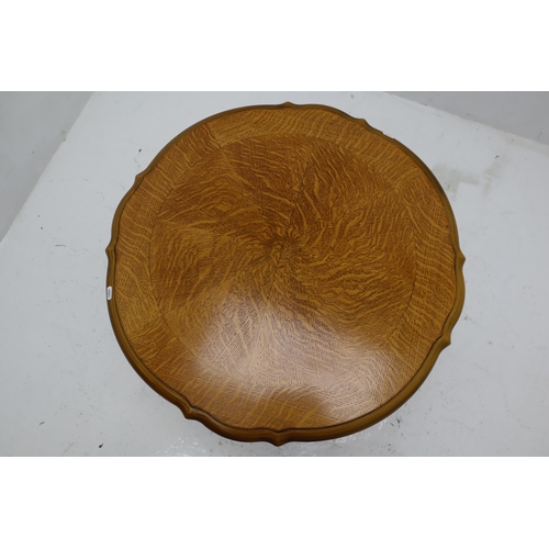 353 - Top Quality Mid Sized Solid Oak Round Occasional Table sitting on a Chunky Four Legged wooden Pillar... 