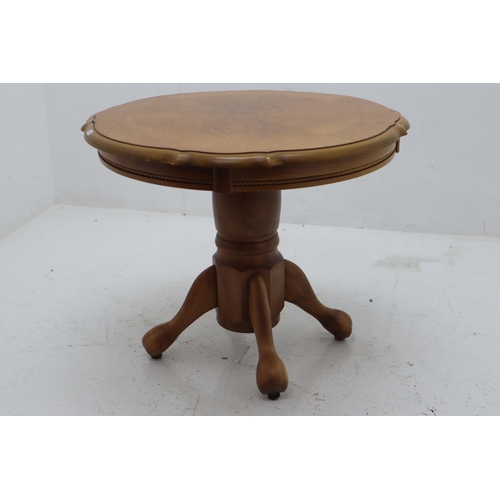 353 - Top Quality Mid Sized Solid Oak Round Occasional Table sitting on a Chunky Four Legged wooden Pillar... 