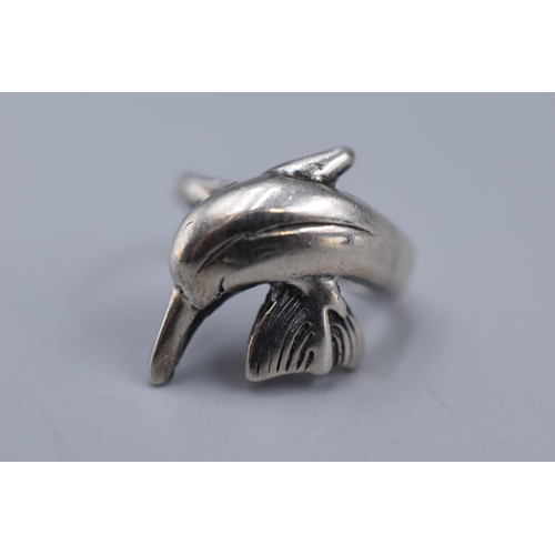 111 - Silver 925 Dolphin themed Ring (Size Q) Complete with Presentation Box