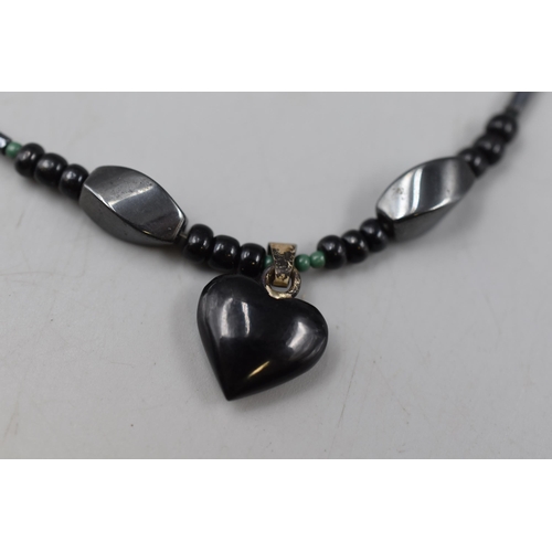 115 - Sterling Silver Black Heart Pendant Necklace