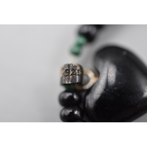 115 - Sterling Silver Black Heart Pendant Necklace