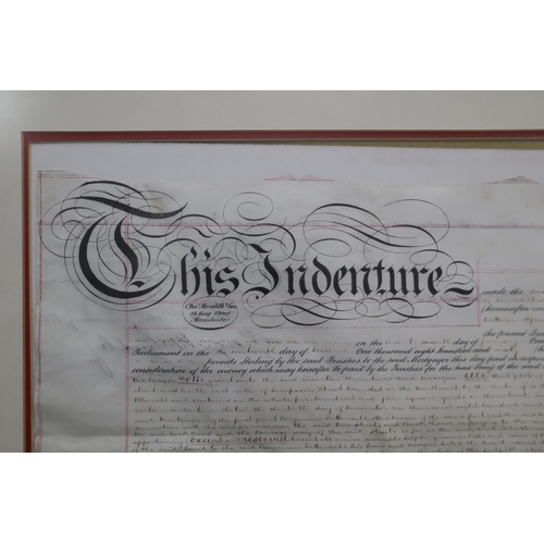 365 - Antique Framed and Glazed Indenture Dated 1865 Referring to a Mortgage to a Malcolm Smalley and his ... 