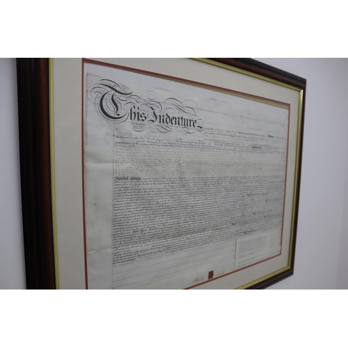 365 - Antique Framed and Glazed Indenture Dated 1865 Referring to a Mortgage to a Malcolm Smalley and his ... 