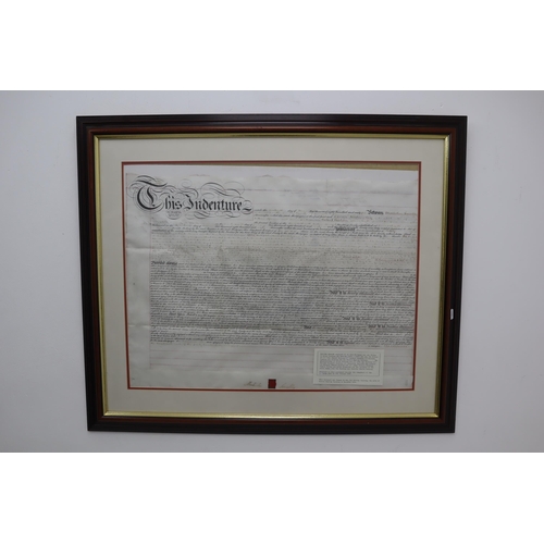 365 - Antique Framed and Glazed Indenture Dated 1865 Referring to a Mortgage to a Malcolm Smalley and his ... 